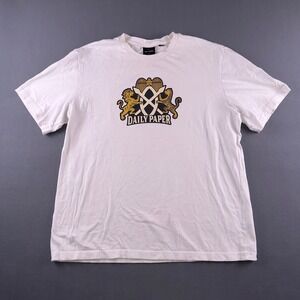 Daily Paper Mens Graphic Logo T-Shirt White XL Coat of Arms Short Sleeve Cotton